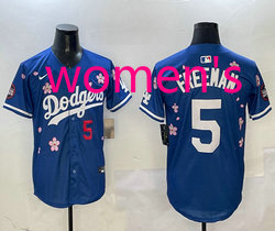 Women's Nike Los Angeles Dodgers #5 Freddie Freeman Blue 2025 Tokyo Series Stitched MLB Jersey