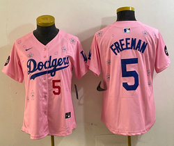 Women's Nike Los Angeles Dodgers #5 Freddie Freeman Pink 2025 Tokyo Series Stitched MLB Jersey