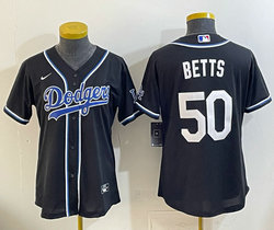 Women's Nike Los Angeles Dodgers #50 Mookie Betts Black Stitched MLB jersey