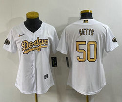 Women's Nike Los Angeles Dodgers #50 Mookie Betts White 2022 All Star Authentic Stitched MLB Jersey