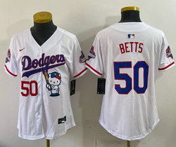 Women's Nike Los Angeles Dodgers #50 Mookie Betts White Hello Kitty Night Jersey