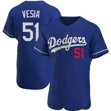 Women's Nike Los Angeles Dodgers #51 Alex Vesia number in front Blue MLB jersey