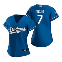 Women's Nike Los Angeles Dodgers #7 Julio Urias Blue 2020 World Series Champions Jersey