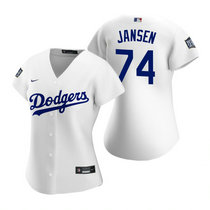 Women's Nike Los Angeles Dodgers #74 Kenley Jansen White 2020 World Series Game Authentic Stitched MLB Jersey