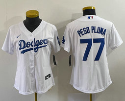 Women's Nike Los Angeles Dodgers #77 Peso Pluma White Authentic Stitched MLB Jersey