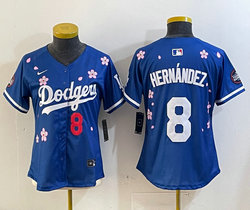 Women's Nike Los Angeles Dodgers #8 Enrique Hernández Blue 2025 Tokyo Series Jersey