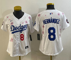 Women's Nike Los Angeles Dodgers #8 Enrique Hernández White 2025 Tokyo Series Stitched MLB Jersey