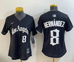 Women's Nike Los Angeles Dodgers #8 Enrique Hernandez Black 5(V) Joint MLB Jersey