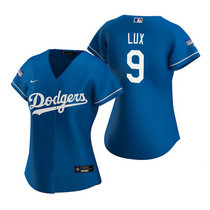 Women's Nike Los Angeles Dodgers #9 Gavin Lux Blue 2020 World Series Champions Jersey