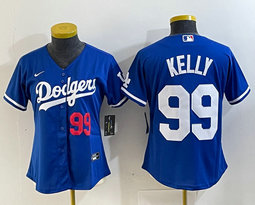 Women's Nike Los Angeles Dodgers #99 Joe Kelly Blue #99 in front Authentic Stitched MLB Jersey