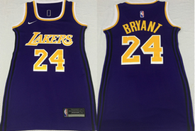 Women's Los Angeles Lakers #24 Kobe Bryant Purple Dress
