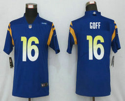 Women's Nike Los Angeles Rams #16 Jared Goff 2020 Royal Vapor Untouchable Limited Authentic Stitched NFL Jerseys