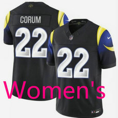 Women's Nike Los Angeles Rams #22 Blake Corum 2025 Black Rivalries NFL jersey
