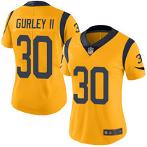 Women's Nike Los Angeles Rams #30 Todd Gurley II Gold Rush Authentic Stitched NFL Jersey