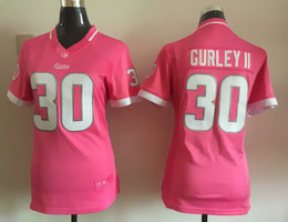 Women's Nike Los Angeles Rams #30 Todd Gurley II Pink Bubble Gum Authentic stitched NFL jersey