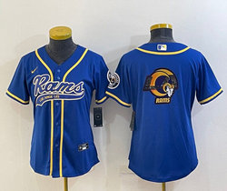 Women's Nike Los Angeles Rams Blank Royal Joint Big Logo Authentic Stitched baseball jersey