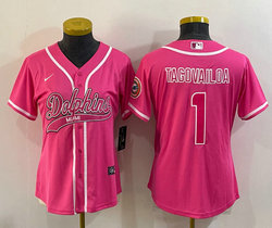 Women's Nike Miami Dolphins #1 Tua Tagovailoa Pink Joint Authentic Stitched baseball jersey