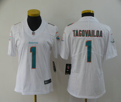 Women's Nike Miami Dolphins #1 Tua Tagovailoa White Vapor Untouchable Authentic Stitched NFL Jersey