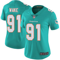 Women's Nike Miami Dolphins #91 Cameron Wake Green Vapor Untouchable Authentic Stitched NFL Jersey