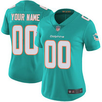 Women's Nike Miami Dolphins Customized Aqua Green Limited Vapor Untouchable Authentic Stitched NFL Jerseys