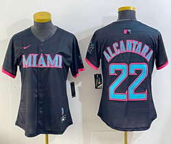 Women's Nike Miami Marlins #22 Sandy Alcantara Black Joint MLB Jersey