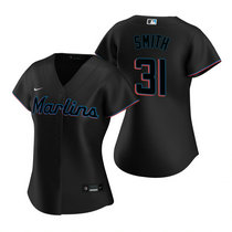 Women's Nike Miami Marlins #31 Caleb Smith Black Game Authentic Stitched MLB Jersey