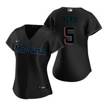Women's Nike Miami Marlins #5 Jon Berti Black Game Authentic Stitched MLB Jersey