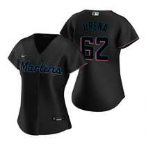 Women's Nike Miami Marlins #62 Jose Urena Black Game Authentic Stitched MLB Jersey
