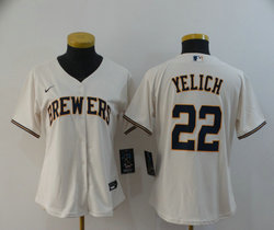 Women's Nike Milwaukee Brewers #22 Christian Yelich Cream Authentic Stitched MLB Jersey