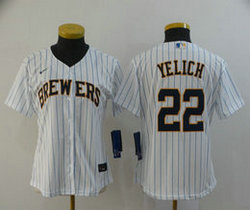 Women's Nike Milwaukee Brewers #22 Christian Yelich White Authentic Stitched MLB Jersey