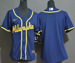 Women's Nike Milwaukee Brewers #Blank Navy Game Authentic Stitched MLB Jersey