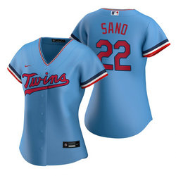 Women's Nike Minnesota Twins #22 Miguel Sano Light Blue Game Authentic Stitched MLB jersey