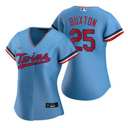 Women's Nike Minnesota Twins #25 Byron Buxton Light Blue Game Authentic Stitched MLB jersey