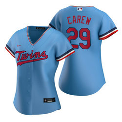 Women's Nike Minnesota Twins #29 Rod Carew Light Blue Game Authentic Stitched MLB jersey
