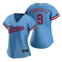 Women's Nike Minnesota Twins #9 Marwin Gonzalez Light Blue Game Authentic Stitched MLB jersey