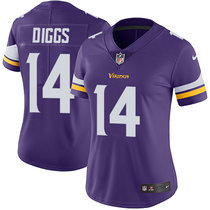 Women's Nike Minnesota Vikings #14 Stefon Diggs Purple Vapor Untouchable Limited Authentic Stitched NFL Jersey