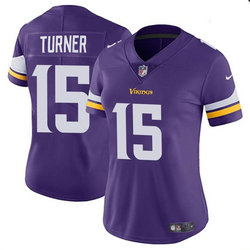 Women's Nike Minnesota Vikings #15 Dallas Turner Purple 2024 Draft Vapor Untouchable Football Jersey