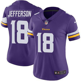 Women's Nike Minnesota Vikings #18 Justin Jefferson Purple Vapor Untouchable Authentic Stitched NFL Jersey