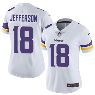 Women's Nike Minnesota Vikings #18 Justin Jefferson White Vapor Untouchable Authentic Stitched NFL Jersey