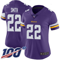 Women's Nike Minnesota Vikings #22 Harrison Smith With NFL 100th Season Patch Gold Purple Vapor Untouchable Authentic Stitched NFL Jersey