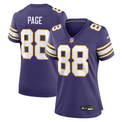 Women's Nike Minnesota Vikings #88 Alan Page Purple Throwback Vapor Untouchable Authentic Stitched NFL Jersey