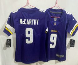 Women's Nike Minnesota Vikings #9 J.J. McCarthy Purple Vapor Untouchable Authentic Stitched NFL Jersey