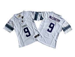 Women's Nike Minnesota Vikings #9 J.J. McCarthy White Throwback F.U.S.E Authentic Stitched NFL Jersey