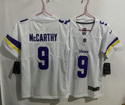 Women's Nike Minnesota Vikings #9 J.J. McCarthy White Vapor Untouchable Authentic Stitched NFL Jersey