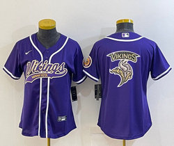 Women's Nike Minnesota Vikings Purple Joint Big Logo Authentic Stitched baseball jersey