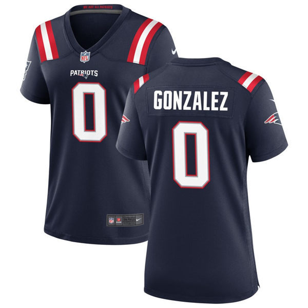 Women's Nike New England Patriots #0 Christian Gonzalez Navy Authentic Stitched NFL Jersey