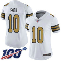 Women's Nike New Orleans Saints #10 Tre'Quan Smith 100th Season White Rush Limited Authentic Stitched NFL Jersey