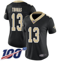 Women's Nike New Orleans Saints #13 Michael Thomas 100th Season Black Vapor Untouchable Authentic Stitched NFL Jersey