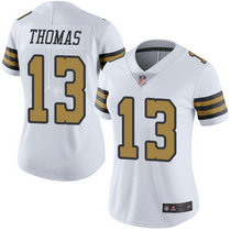 Women's Nike New Orleans Saints #13 Michael Thomas White Rush Authentic Stitched NFL Jersey