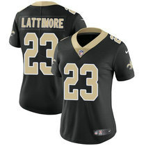 Women's Nike New Orleans Saints #23 Marshon Lattimore Black Vapor Untouchable Authentic Stitched NFL Jersey